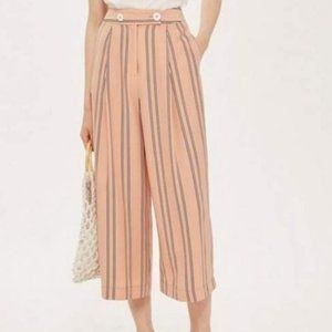 TopShop Wide Leg Striped  Cropped Pants SZ-6